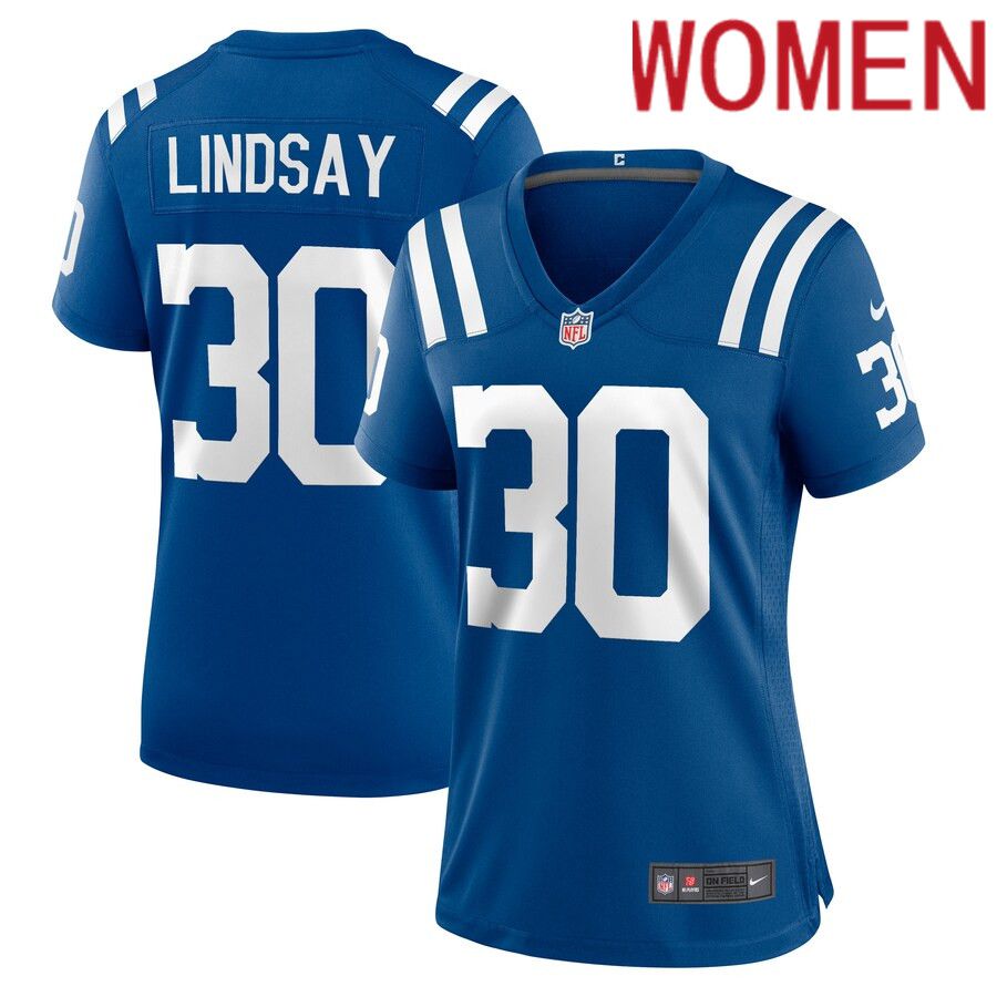 Women Indianapolis Colts #30 Phillip Lindsay Nike Royal Game Player NFL Jersey->women nfl jersey->Women Jersey